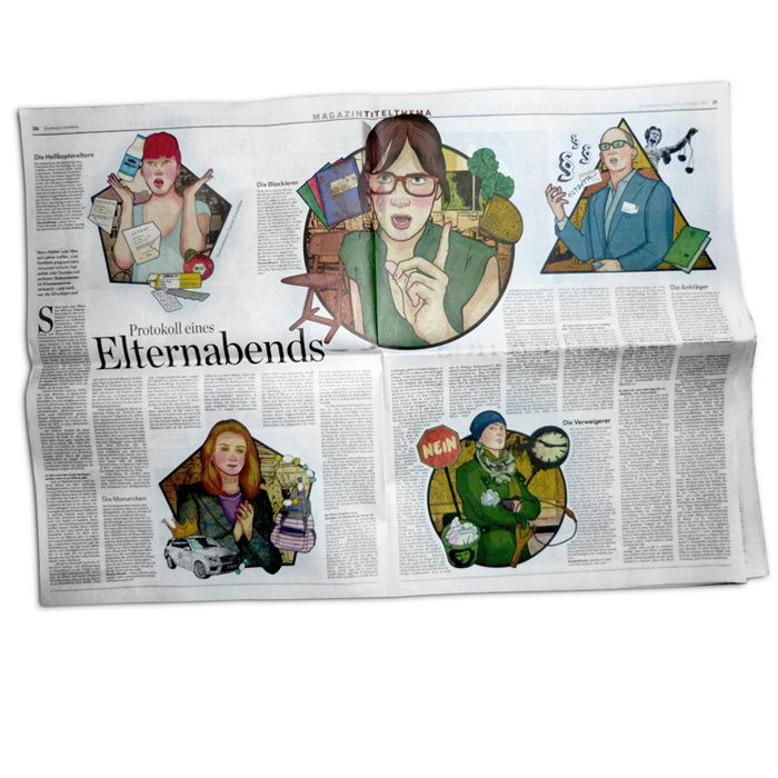 Hamburger Abendblatt crenshaw Illustrator draw vector people magazin newspaper hamburg sugah parents school