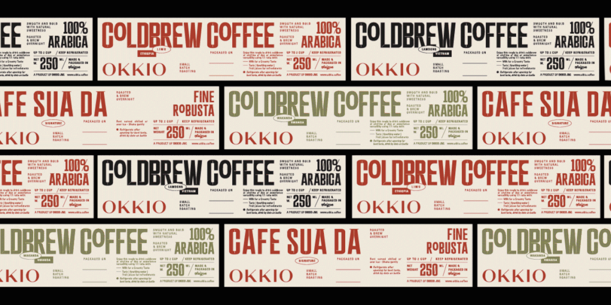 brand identity Coffee coffeeshop OKKIOCOFFEE Packaging Photography  photoshoot typeface design typography   vietnamese