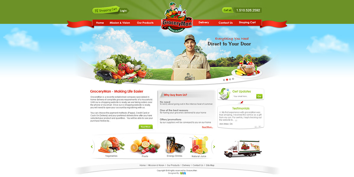 Grocery vegetables fruits Website