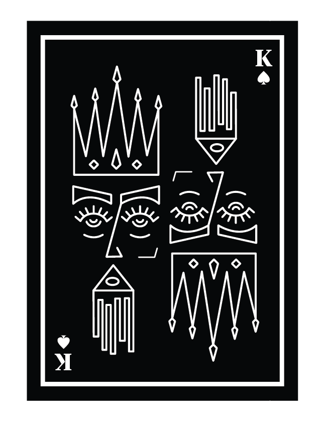 deck of cards king queen jack ace black and white