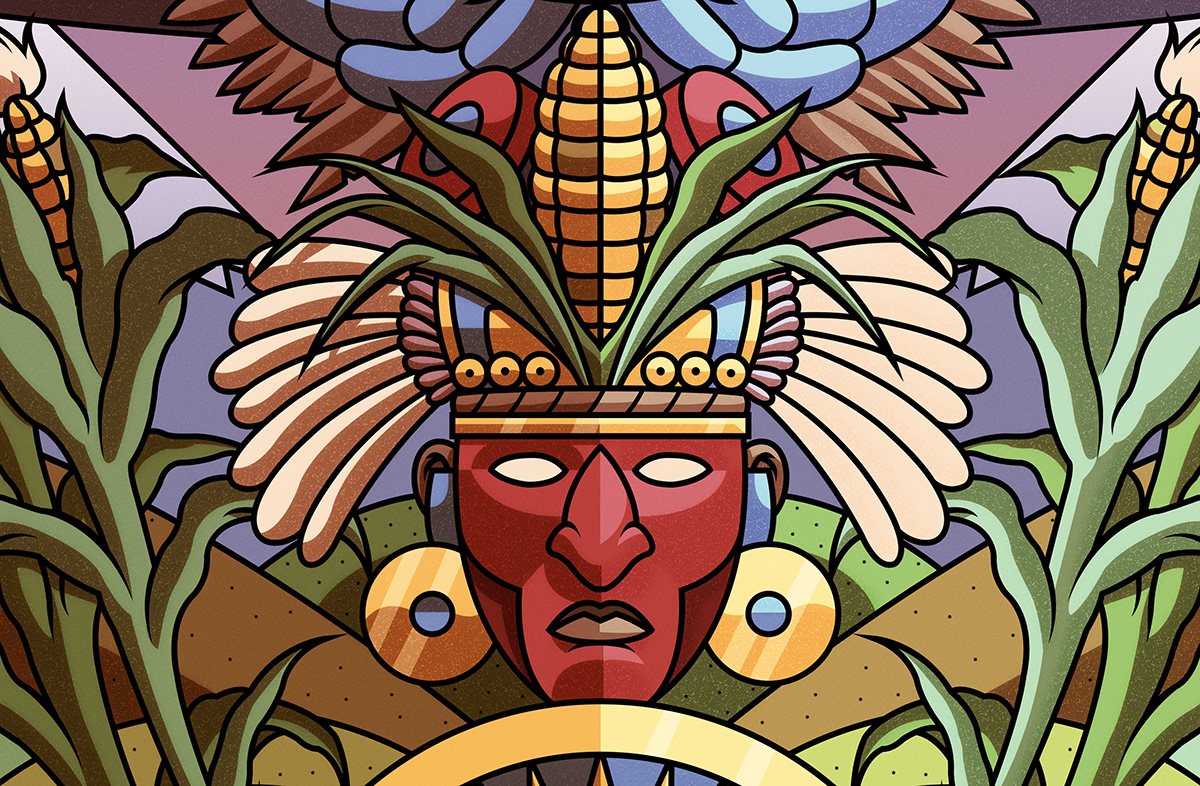 mexico Azteca aztec art print maiz design joejr digital Work 