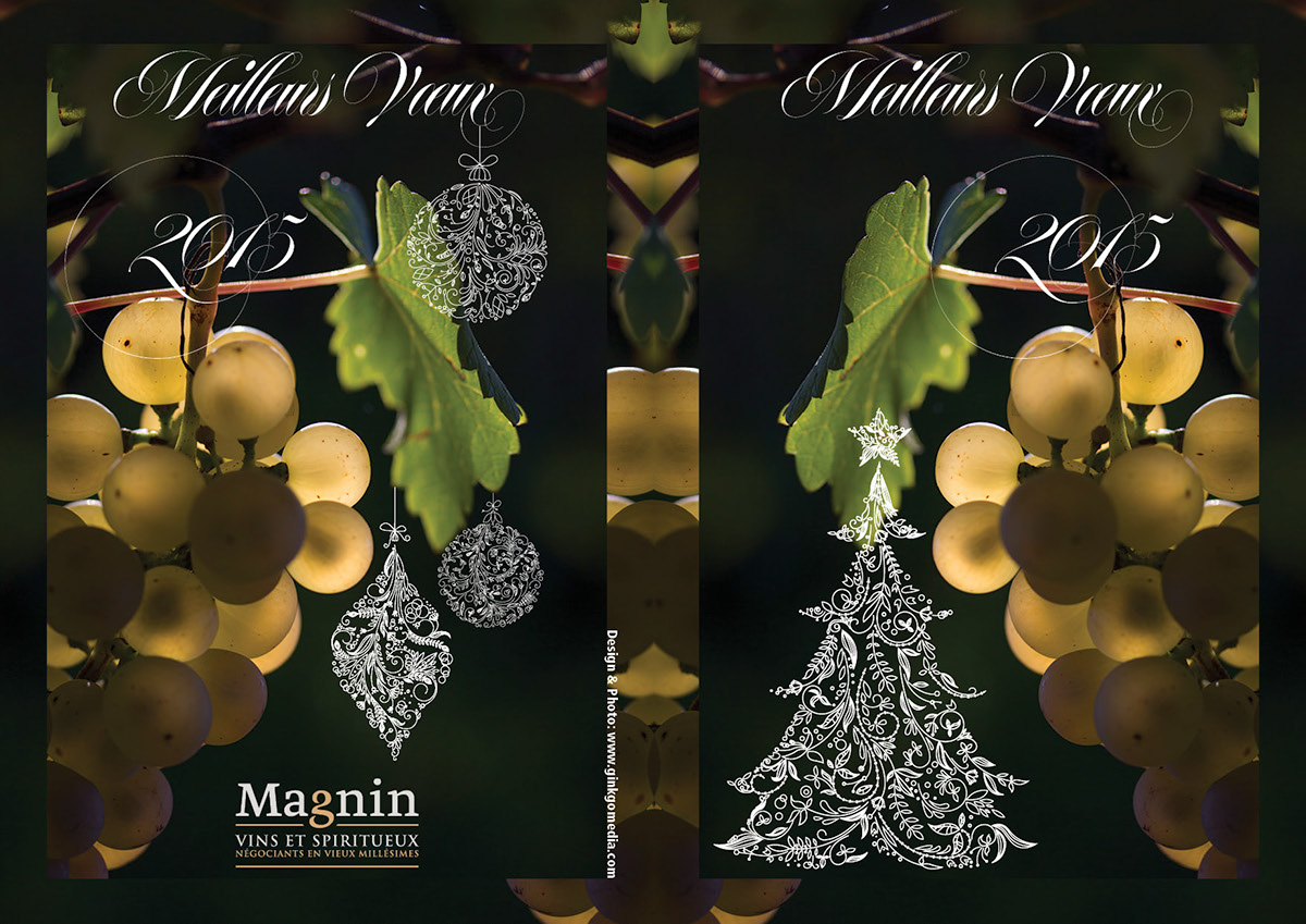 wine illustrations postcard Season Greetings menu