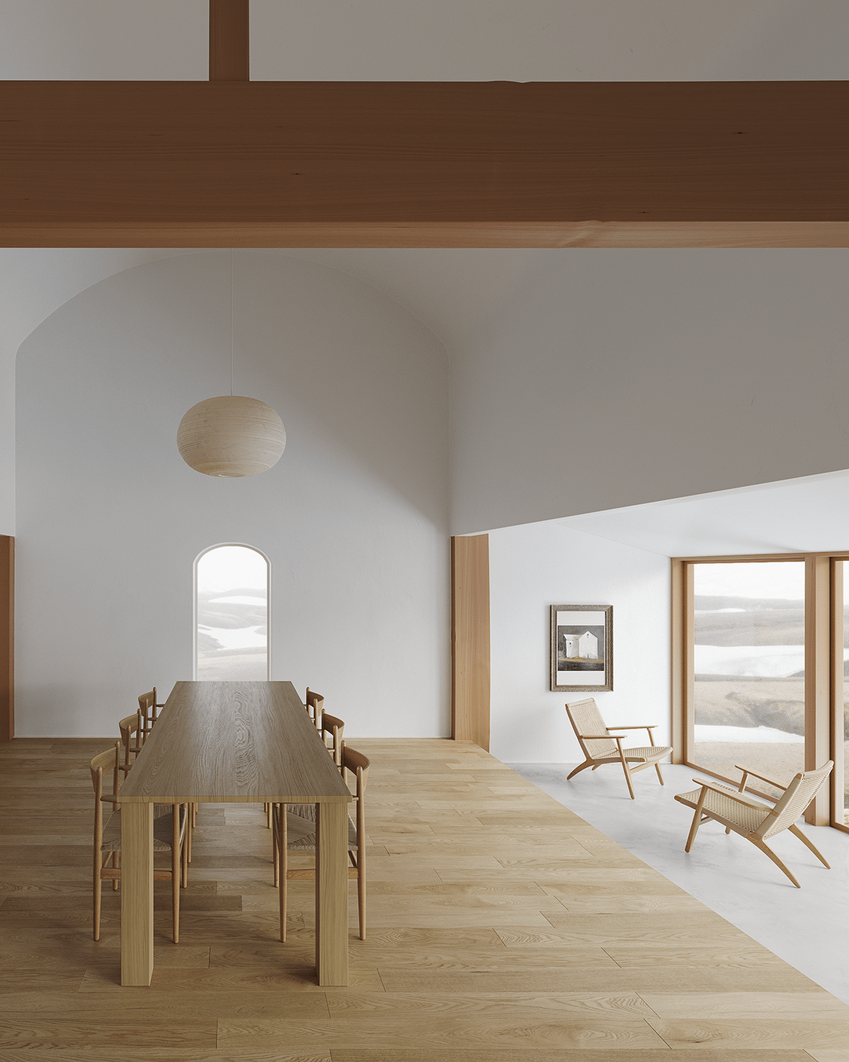 arched archviz carl hansen iceland interior concept interior design  japan 3D Visualization japanese style wooden