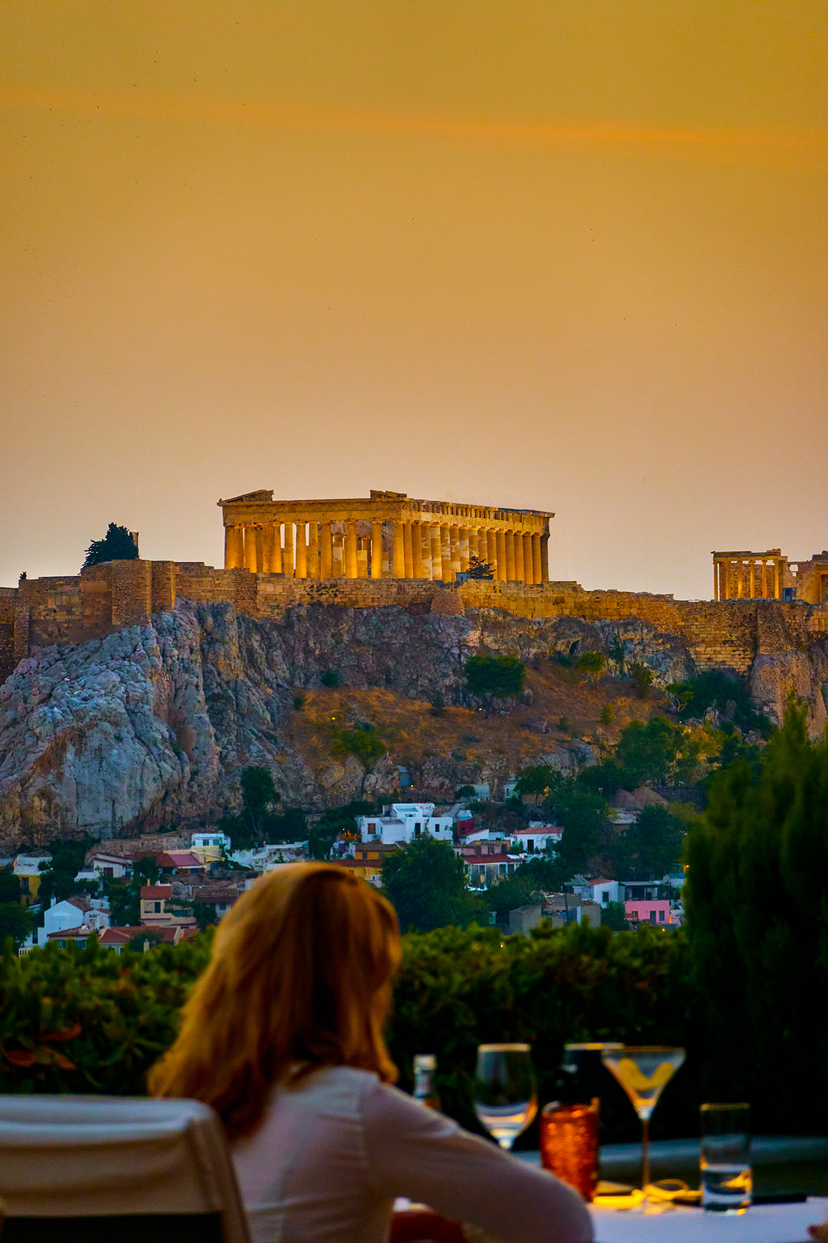 Sunset overlooking the Parthenon Greece