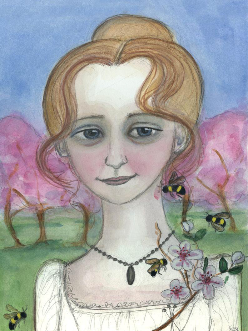 My Regency era inspired by blossoms and Bees. "Blossoms Awake Spring" by Debra Styer. 
