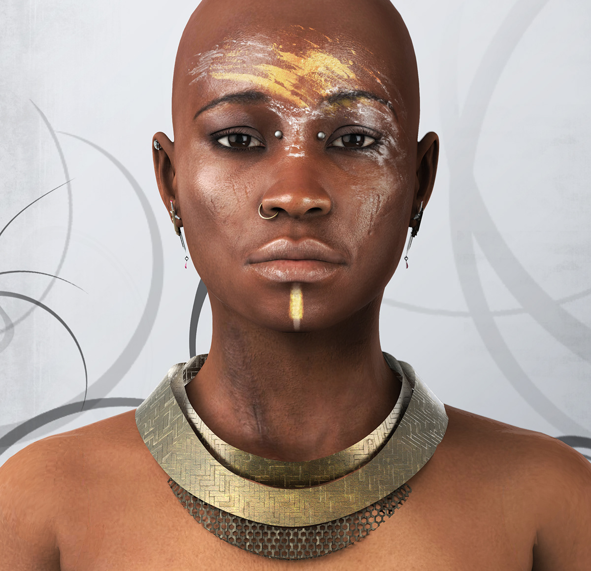 african tribe potrait 3D
