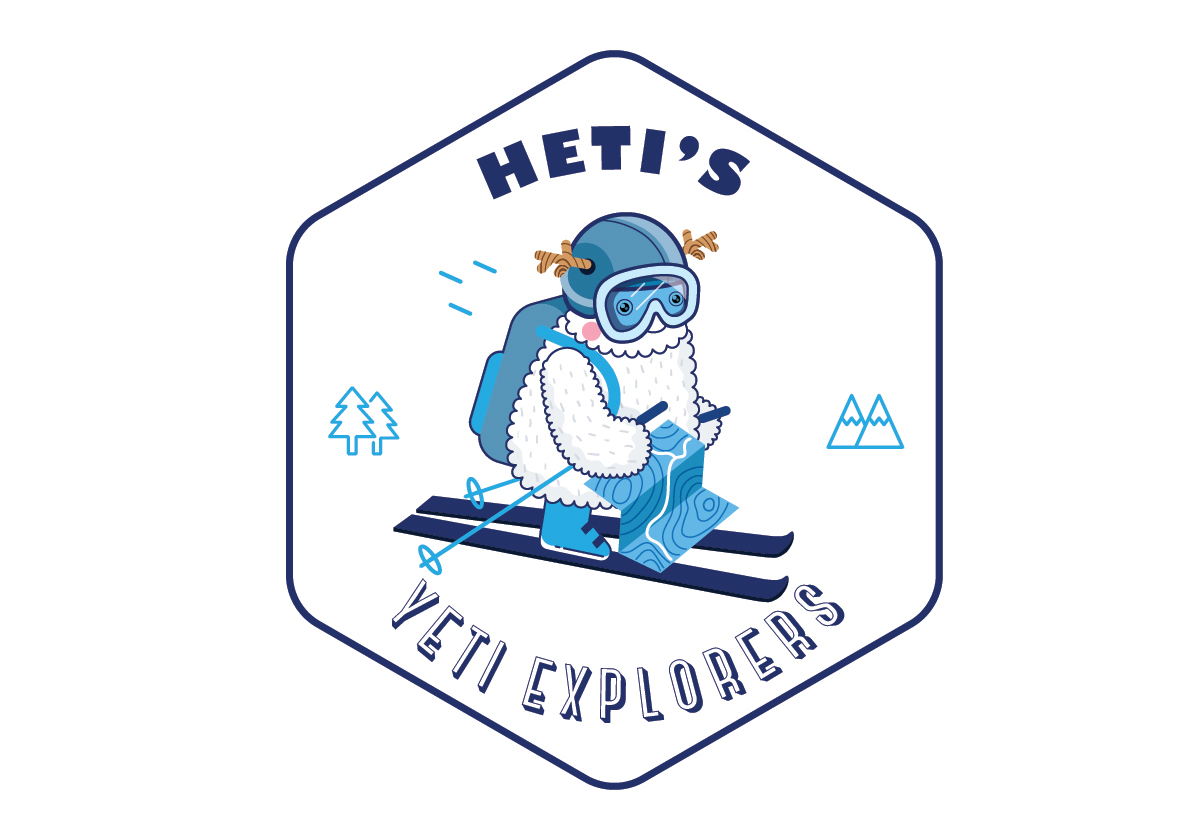 logo badge yeti Ski kids winter sport snow vector explorer