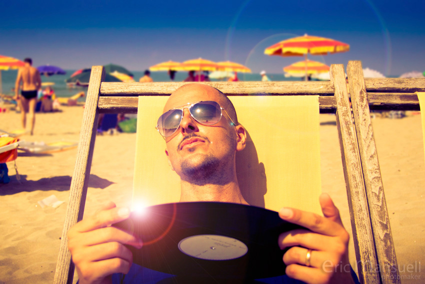 stopmotion Sun beatup sand beach Sunglasses vinyl disco Rome Italy