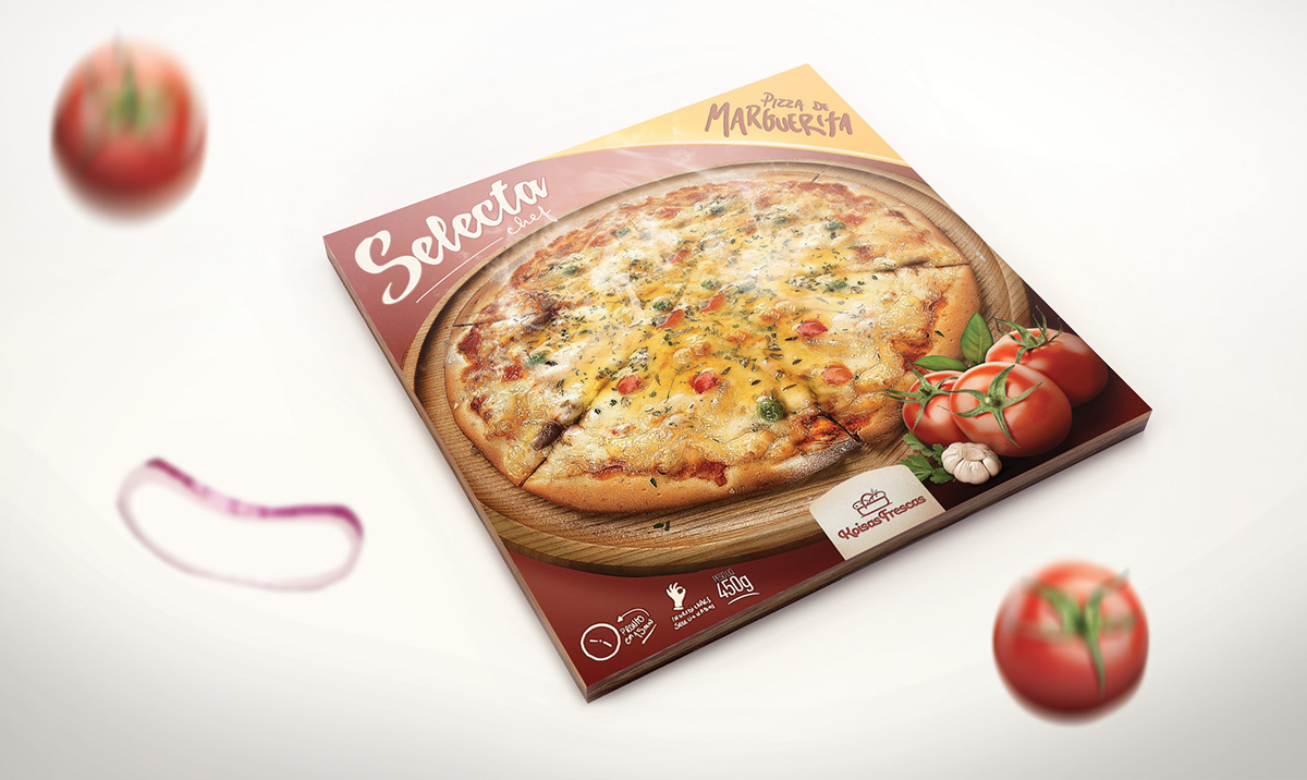 package cinema 4d Curitiba Pizza delivery packing Food  red family retoucher brand logo chef