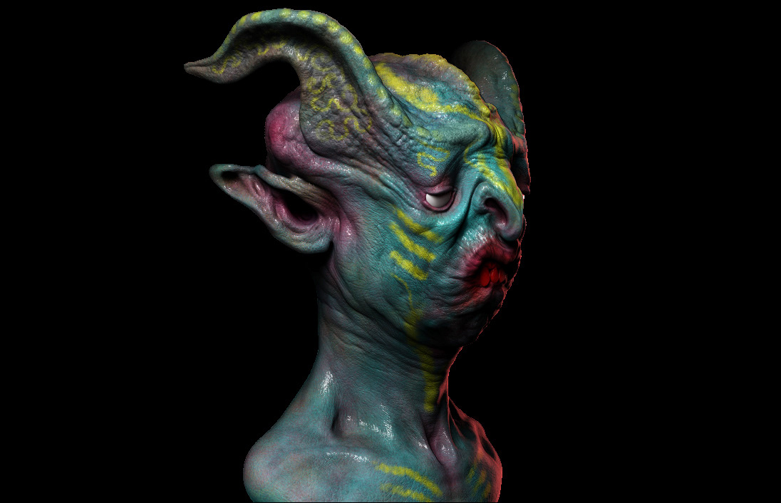 Zbrush sculpting  3d art speed sculpt creature orc Digital Art  horror fantasy concept art Character design  worried lip biting ugly face paint
