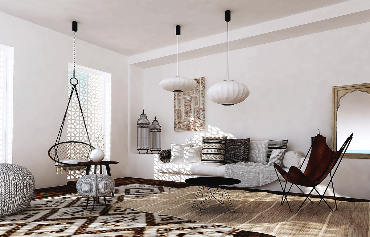 living room Morocco Moroccan style model 3D model CG SketchUP vray digital