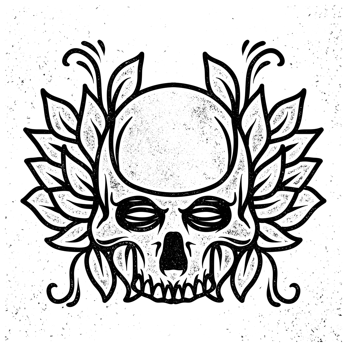 skull gil tatto deer dark White night artwork