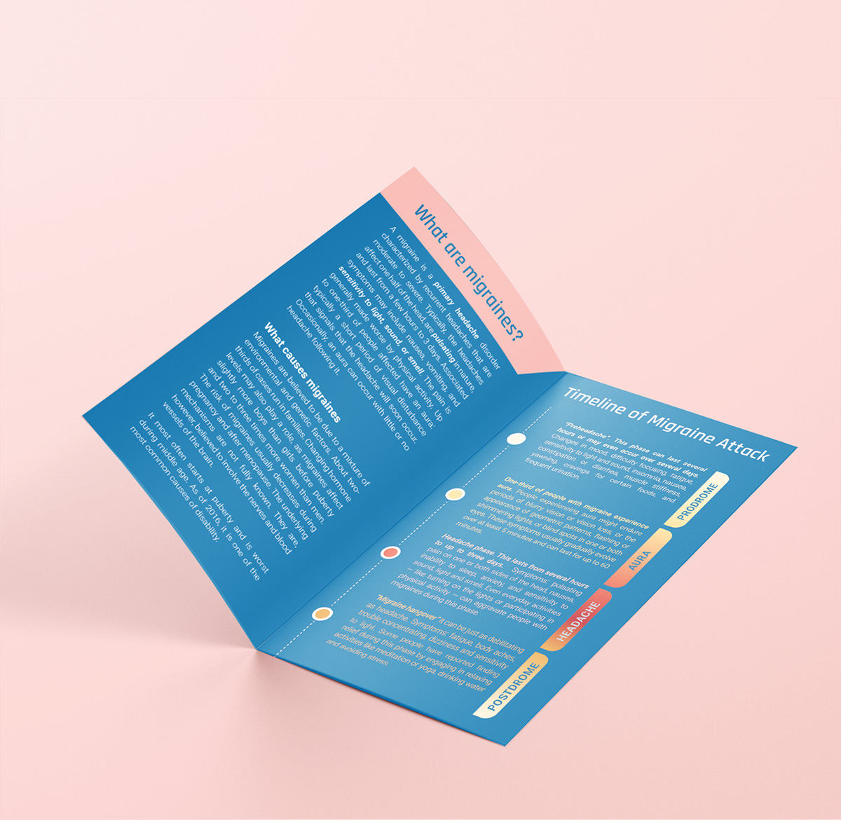Bi-fold brochure brochure design design graphic design  Migraine migraines print design 