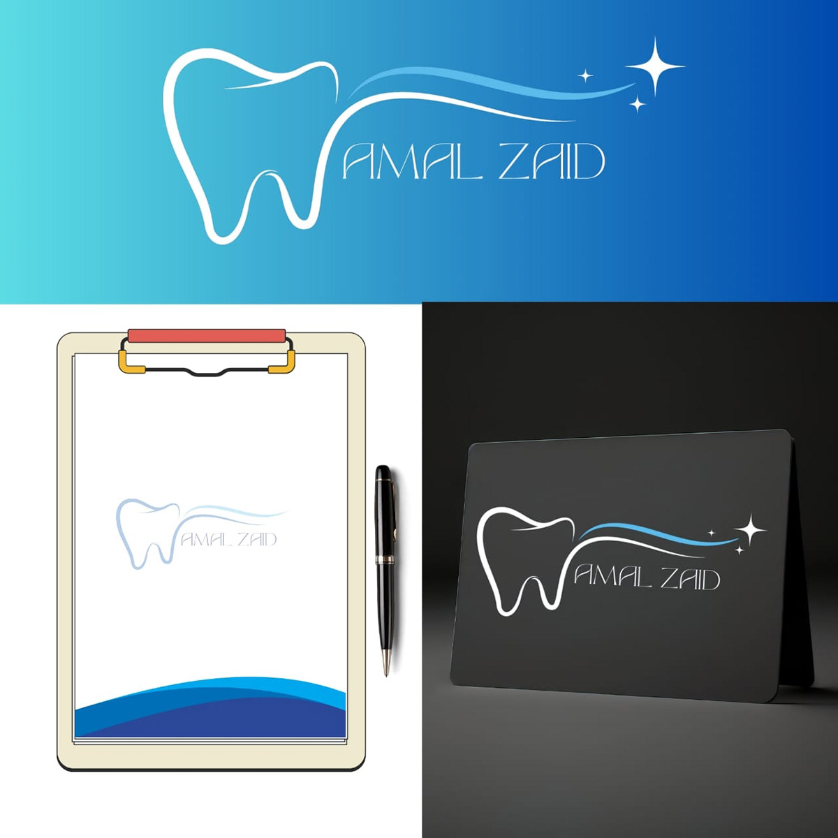 logo doctor design blue dentists A  z  teeth White mockups