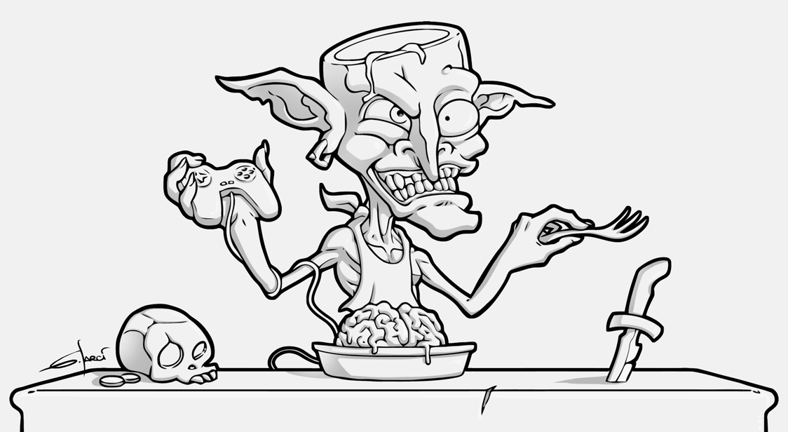 goblin goblins fantasy skull Brains brain blood horror funny