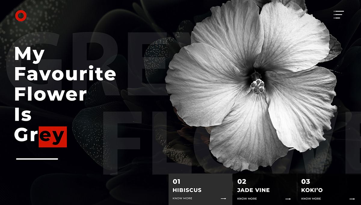 darkmode UI deep Webdesign user interface Flowers florist grey design landingpage