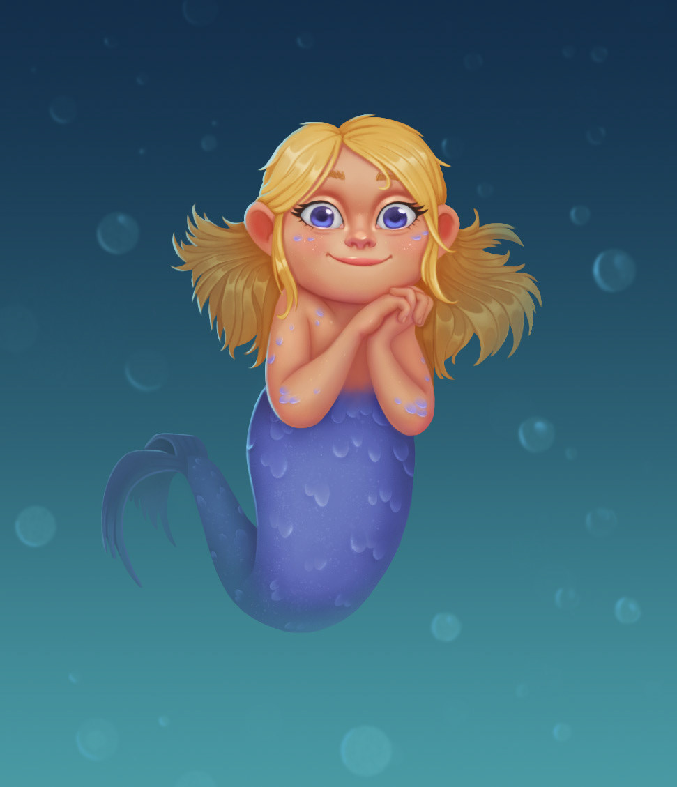 2D art cartoon Character characterdesigne cute ILLUSTRATION  mermaid