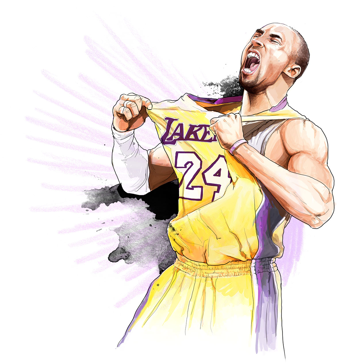 Kobe Bryant digital illustration baskett infographic draw