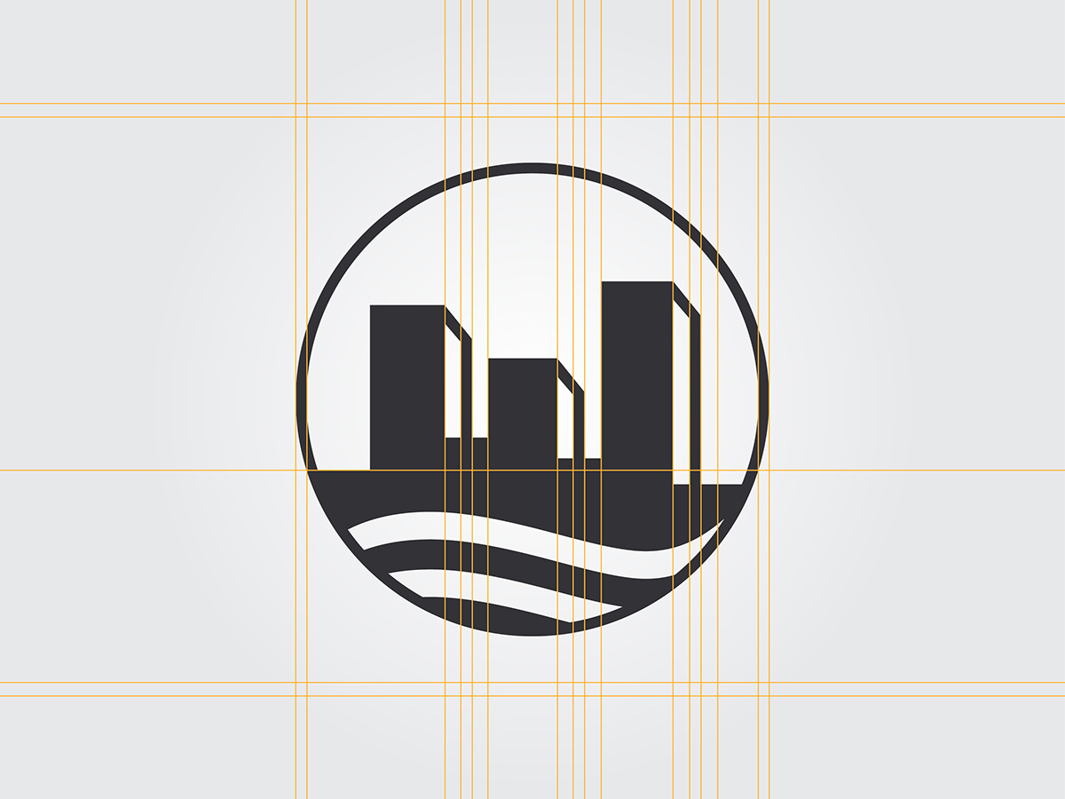 photos city skyline waves circle logo identity brand identity Stationery business card boston