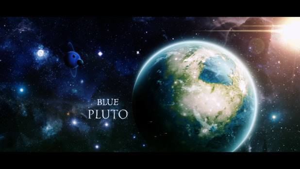 titles logo Space  dark cinematic solar epic universe earth movie planet system sci-fi galaxy blue