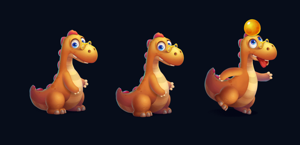 animation  Character design  Dinosaur Game Art game design  ILLUSTRATION  UI/UX