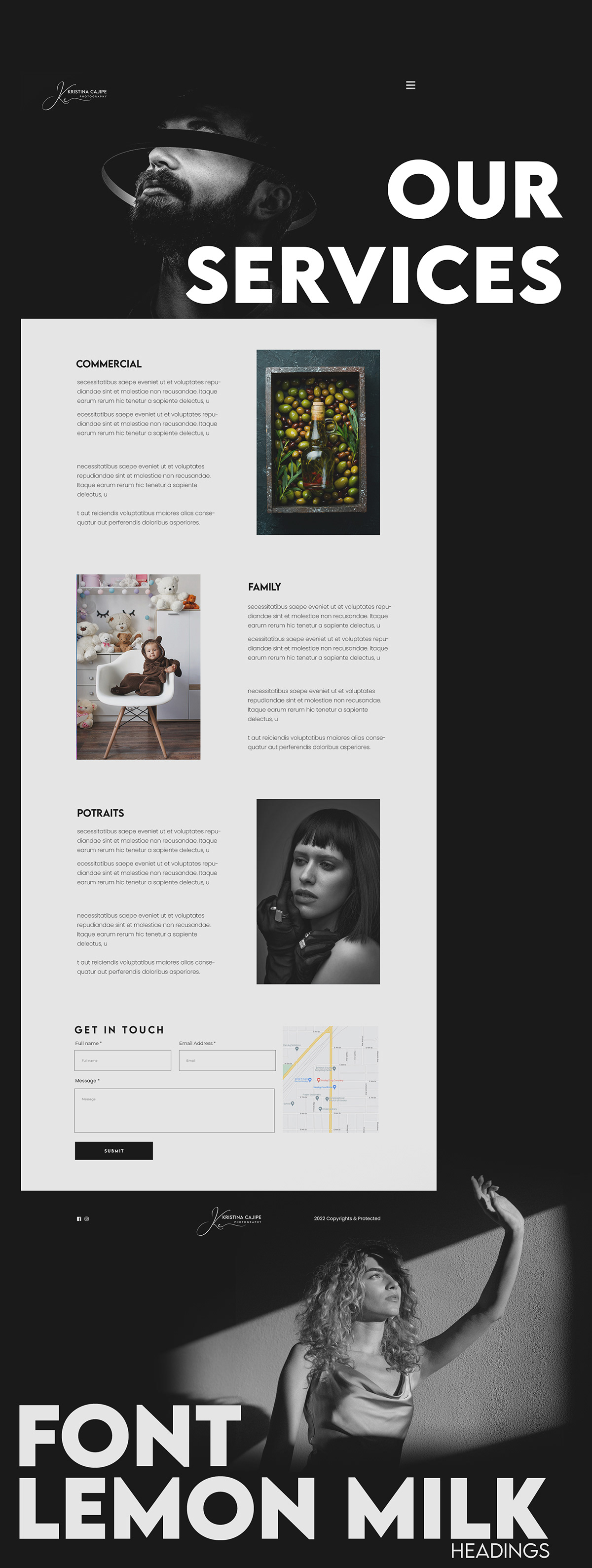 landing page photographer ui design UI/UX Web Design  Website Website Design