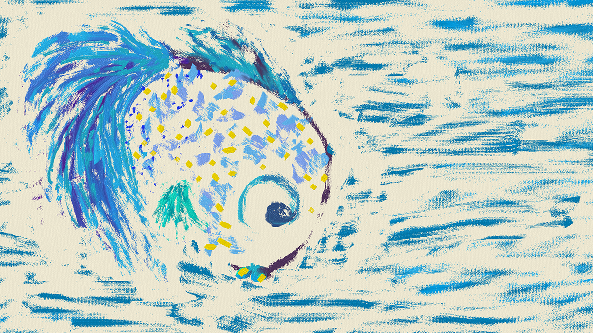 personal painting   paint fish girl Teardrop Sun beach