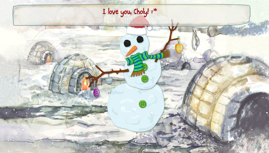 www.sunyandcholy.com christmas card snowman build snowman interactive card Flash Game Flash