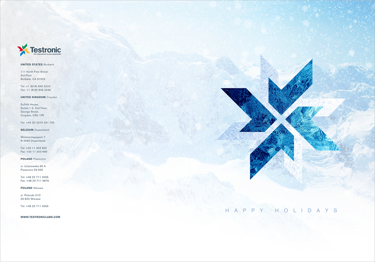 Testronic srg design steven r gilmore snow holidays festive winter cold snowflake minimal mountians holiday card