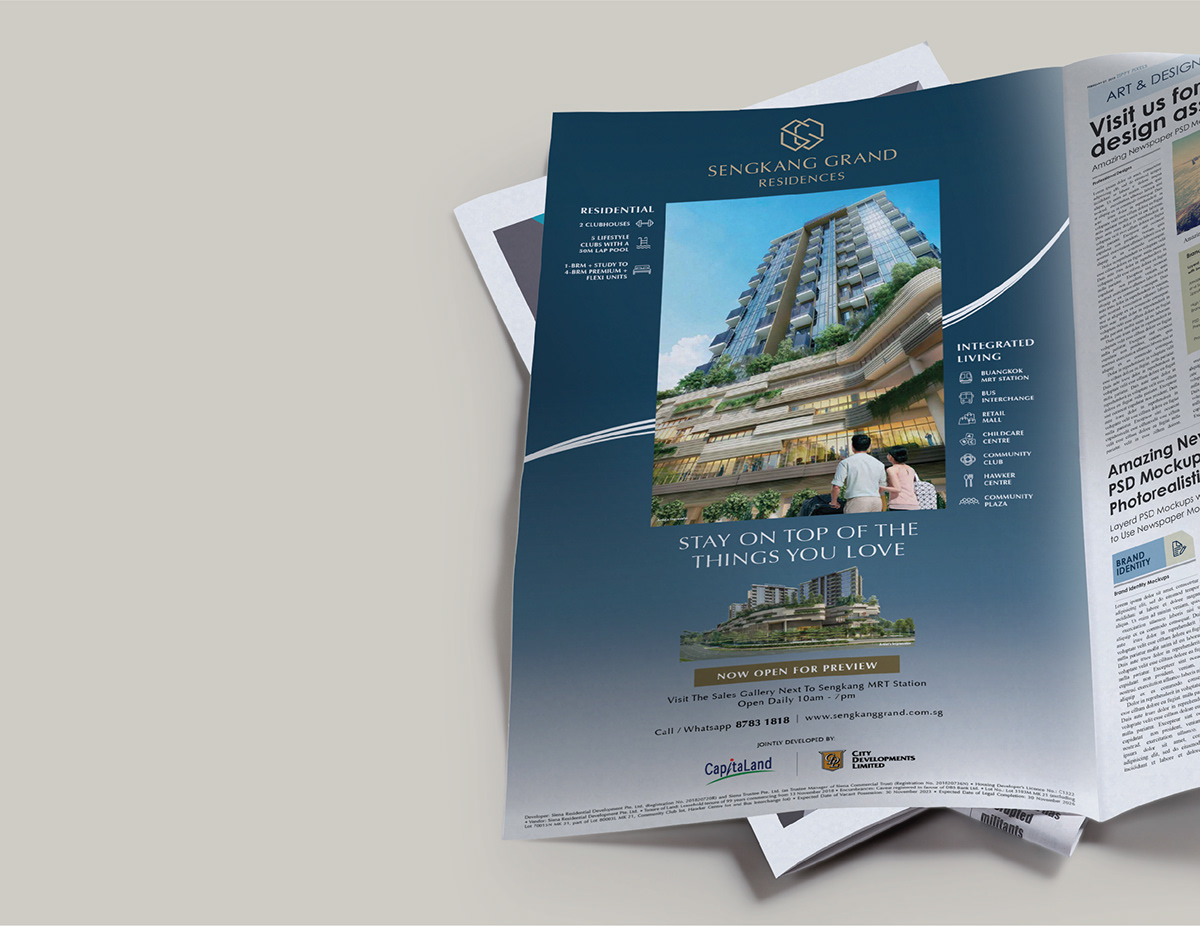 brochure property branding  CapitaLand cdl facade integrated mall residences Sengkang