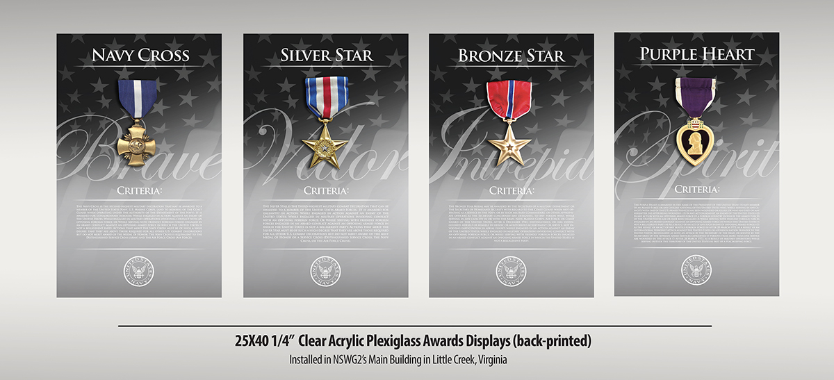 seals Silver Star purple heart navy cross Awards plexiglass acrylic