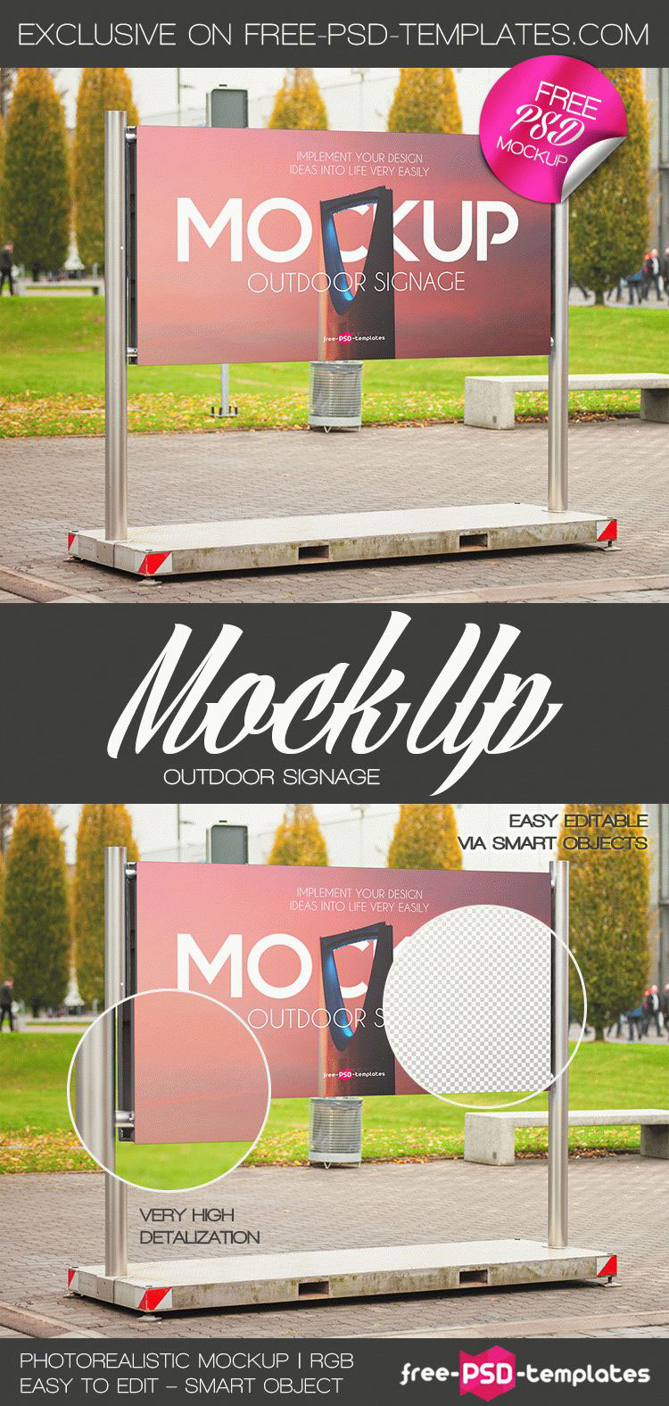 Mockup free product mockups Outdoor Signage banner advertisement ad Street