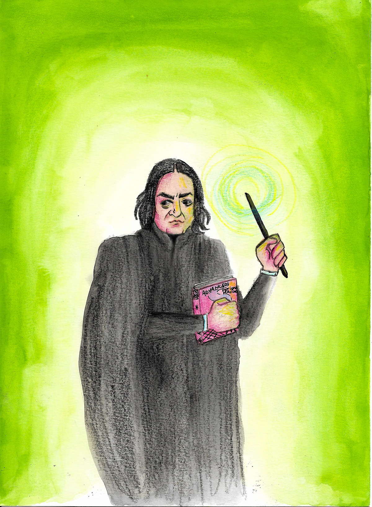 harry potter Character design  green poison wizard fantasy Magic   watercolor ILLUSTRATION 