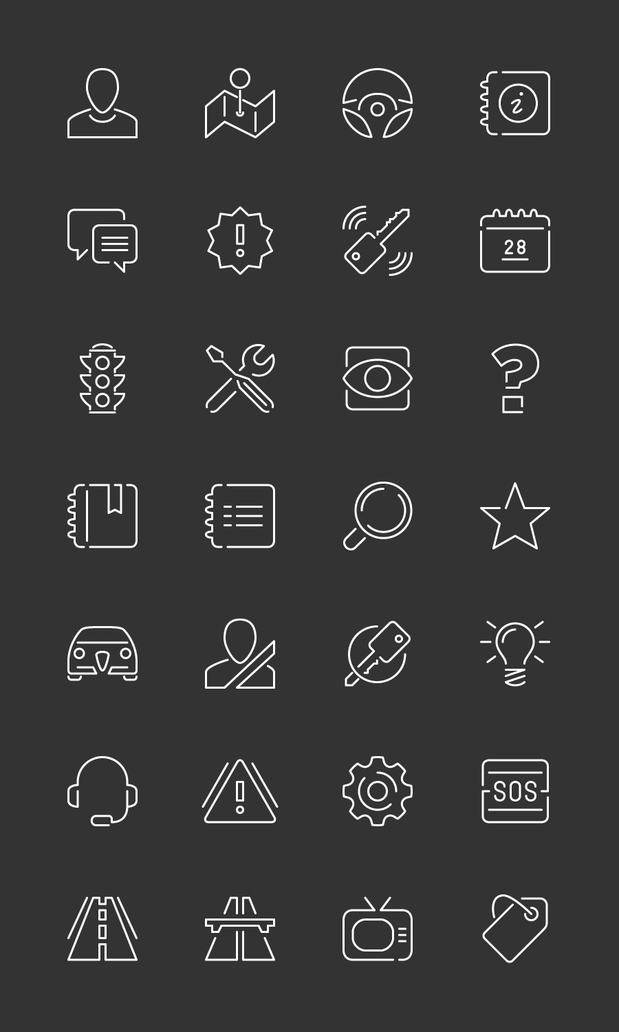 alfa Romeo info mobile app application Icon icons set iconography interactive menu pictogram red black car vector line outline