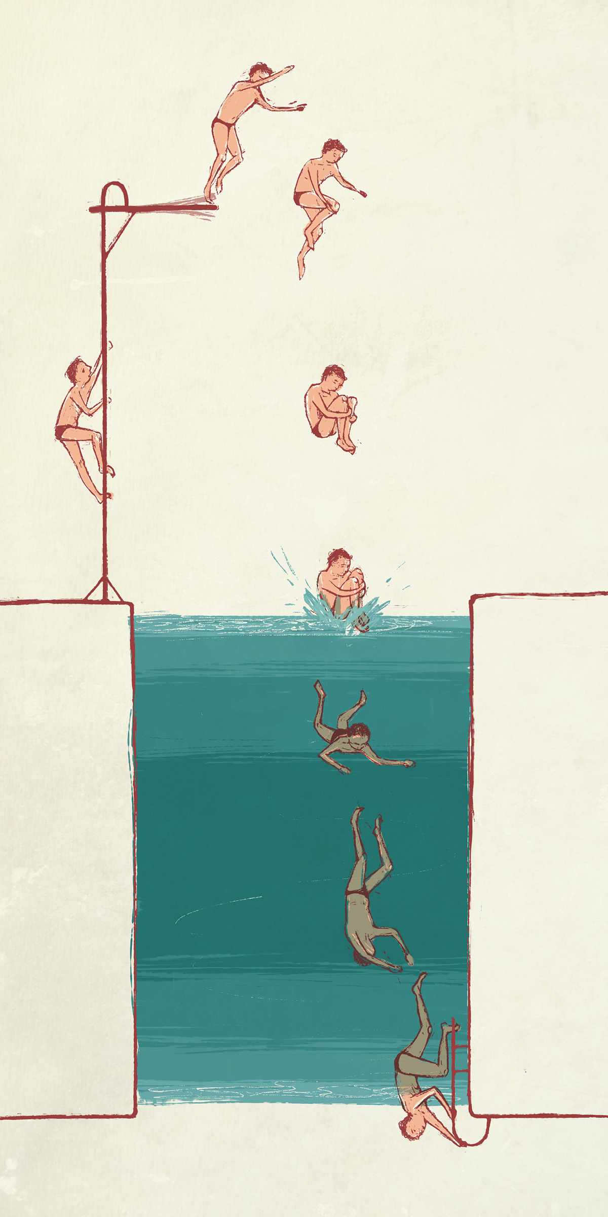 Cannonball high dive minimal Figure Drawing conceptual
