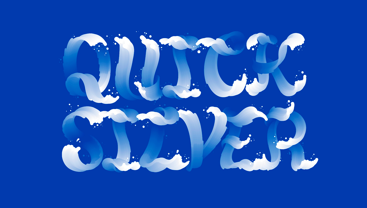 lettering waves Surf splash water blue Mavericks Quicksilver Board Typeface type organic vector Ocean alphabet