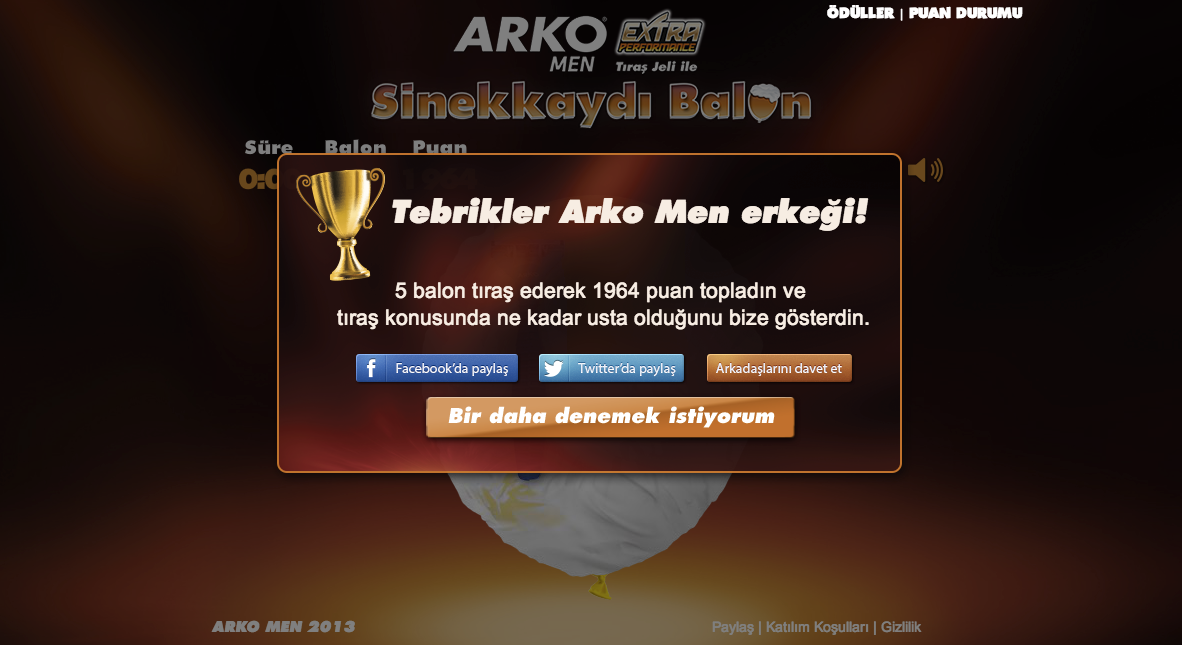 arko men arko evyap shaving gel Foam youth marketing   digital marketing game app balloon