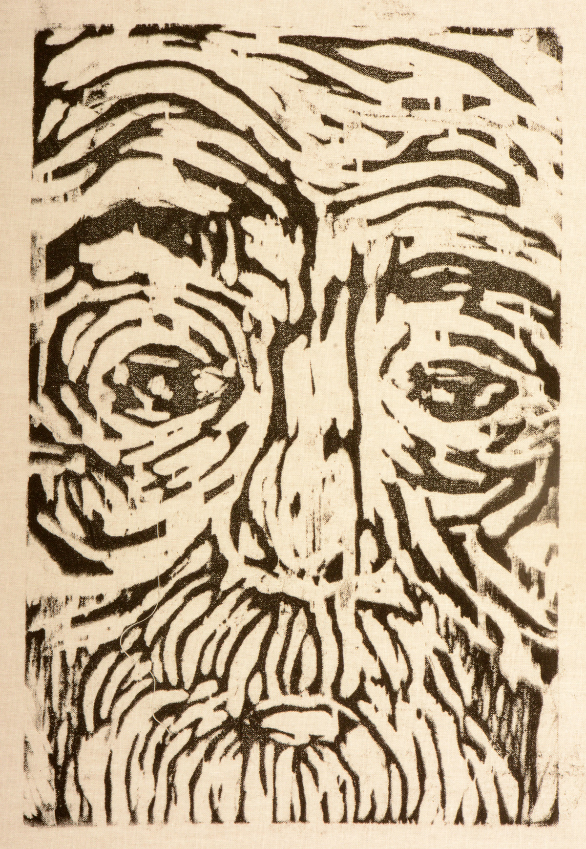 printmaking wood cuts portraits Weathered Faces