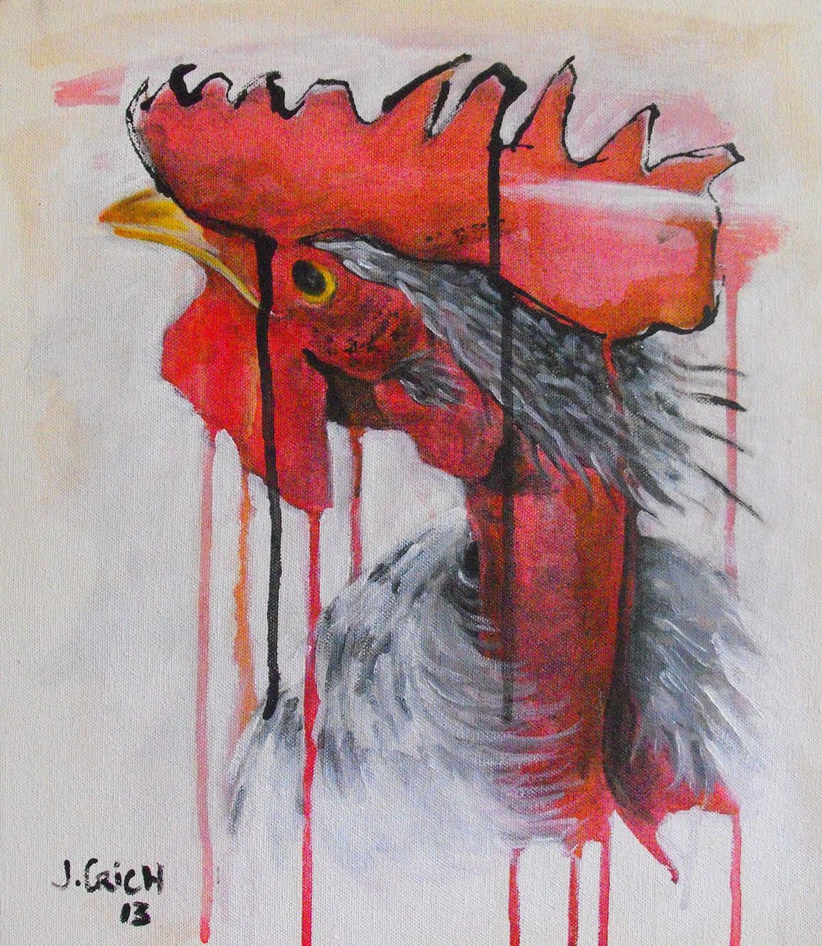 chicken red cock Rooster White black monarchy dominance king crown crow
