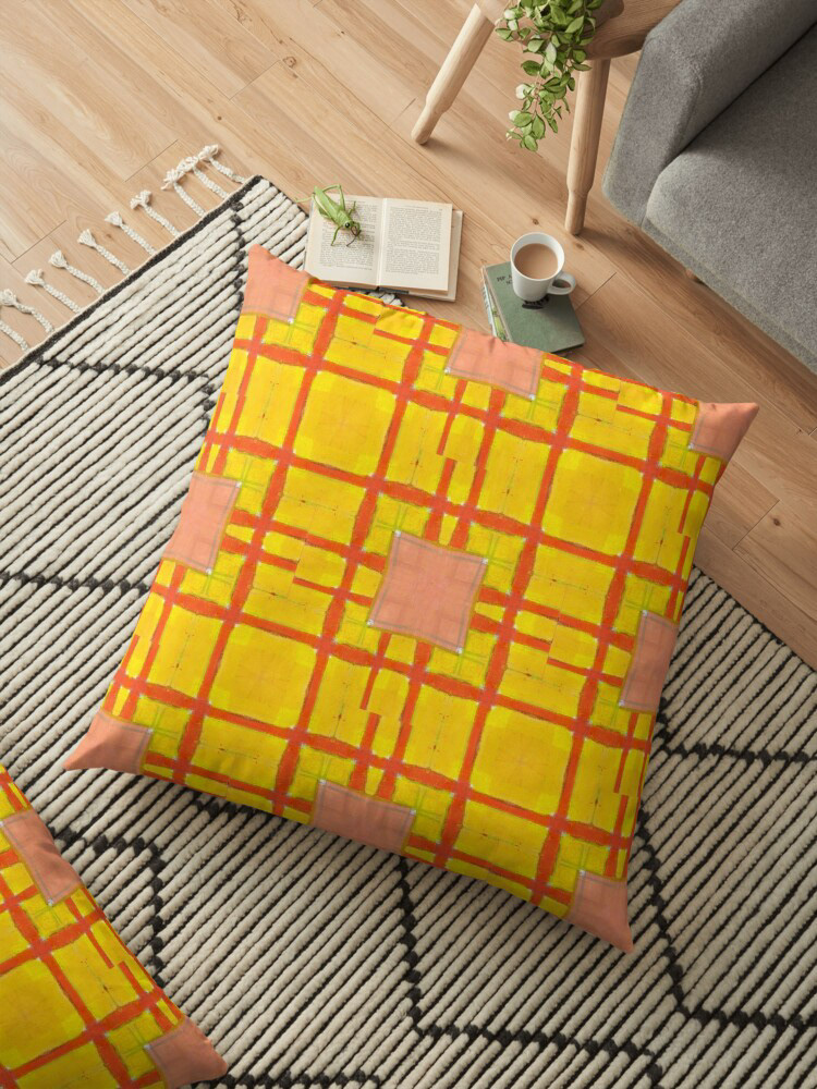 geometric abstract Surface Pattern print yellow orange carreaux Quadrillage ligne Couleurs Graphik