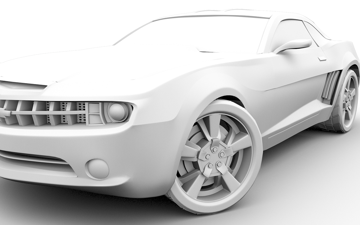 Chevrolet-Camaro 3D desert car 3ds max orange 3d car lighting modelling