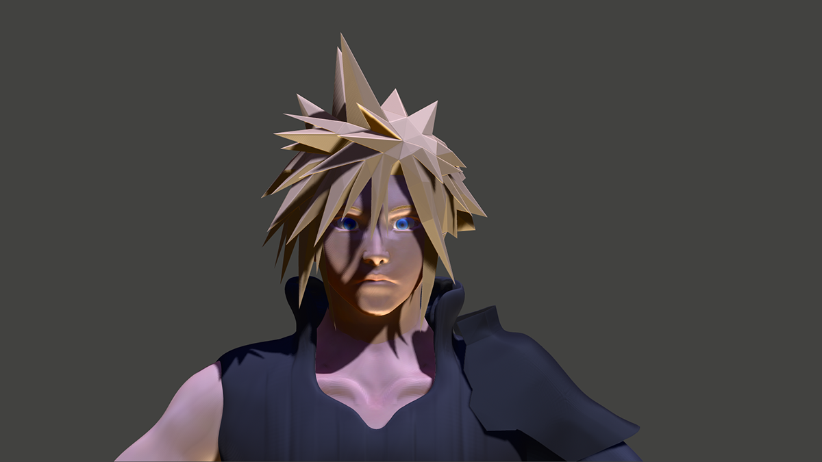 Character model Sculpt final fantasy VII Zbrush hair Cloud Strife squareEnix