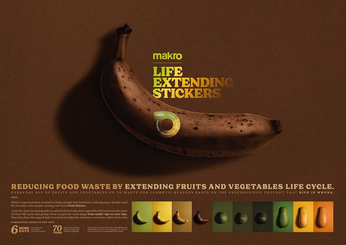 design Sustainability stickers Foodwaste campaign colombia publicidad Retail design diseño
