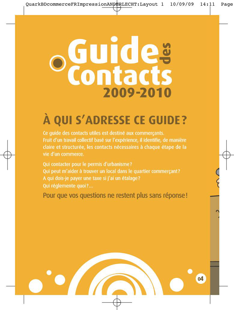 Guide guideline contact brochure bande dessinée bd bruxelles Molenbeek Anderlecht Commerçants  atrium
