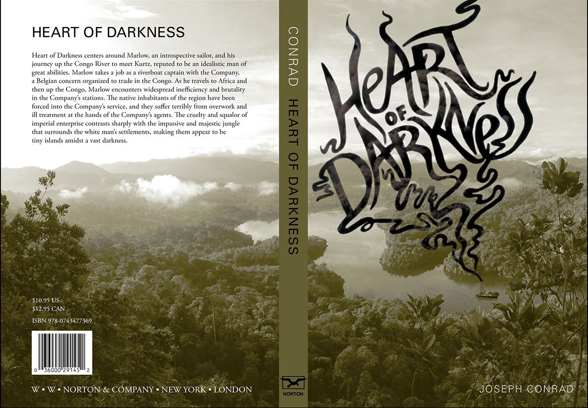 book cover Heart of Darkness jungle cover design typography   HAND LETTERING