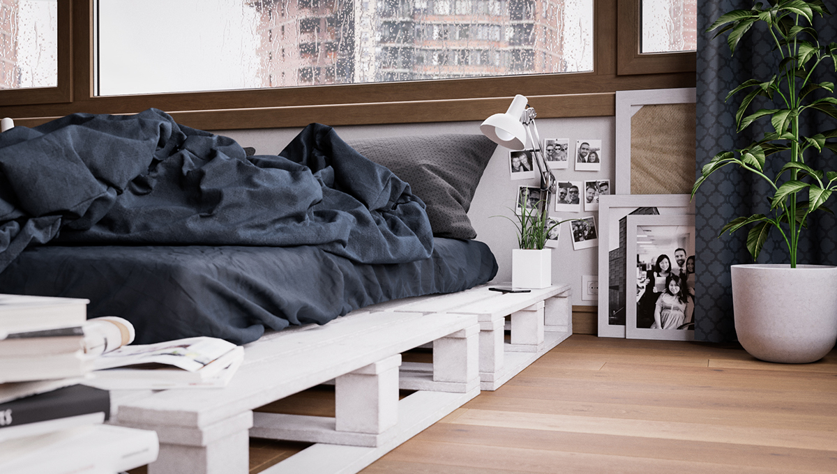 art architecture design interior design  LOFT apartment Brooklyn New York visualization bedroom