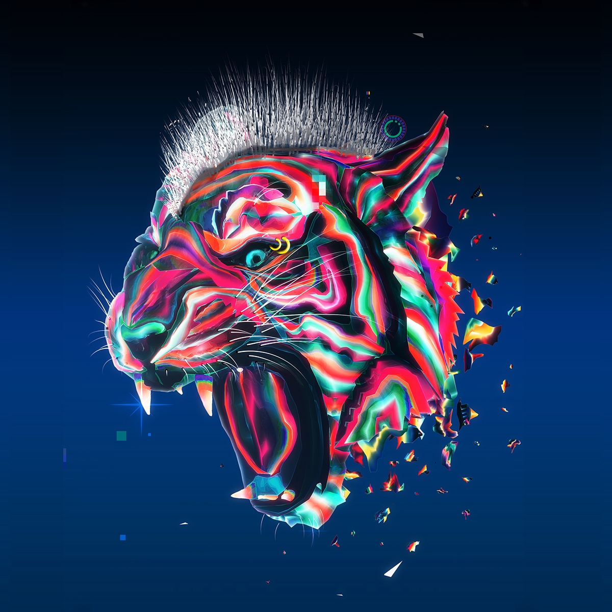 Nature tiger lion rocks neon leopard jaguar Ps25Under25 bright vector band animal wallpaper future glow