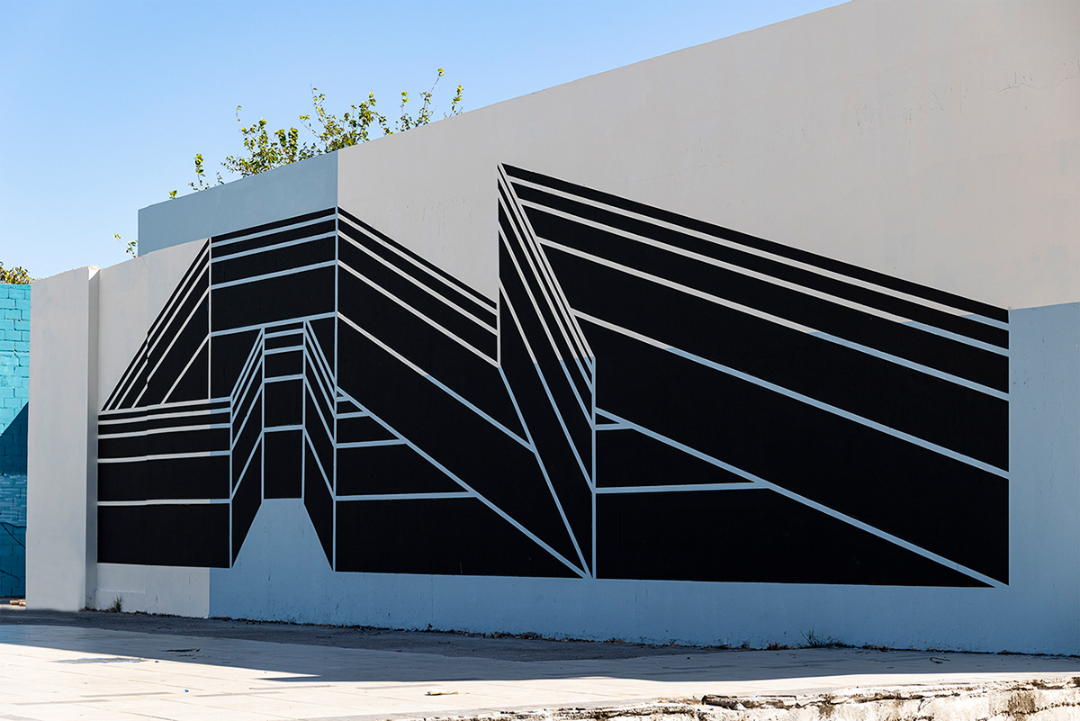 Mural painting   Urbanart wallpainting geometric minimal black Greece eleusis2023 simek