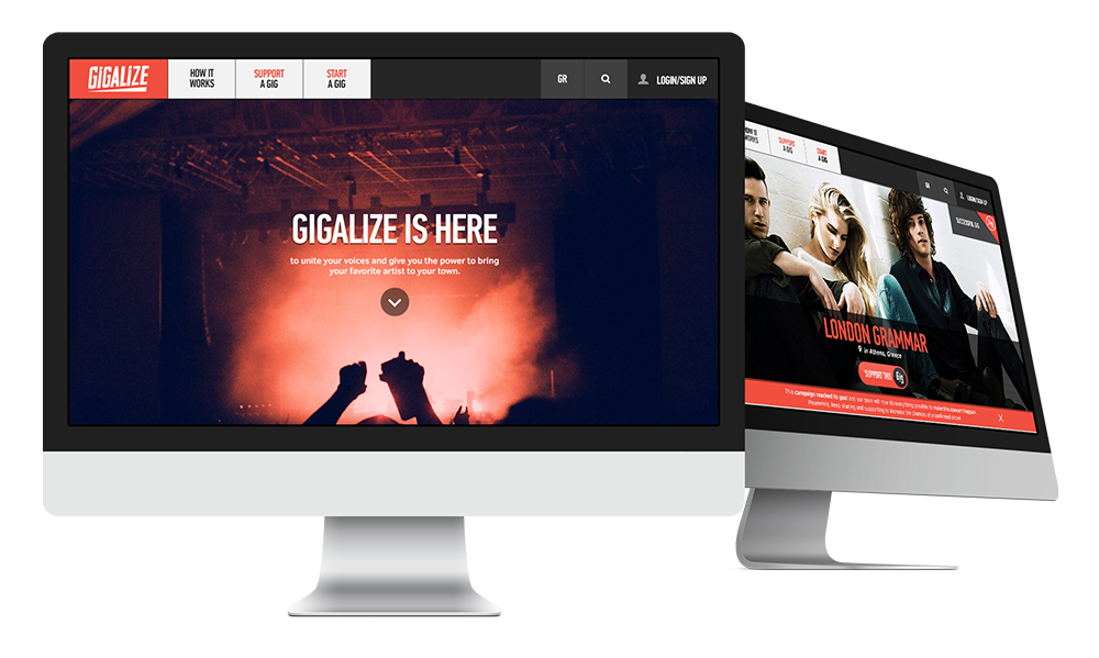 gigalize bands crowdsourcing Startup demand Icon trademark Logotype mark sign ambigram UI ux digital Website