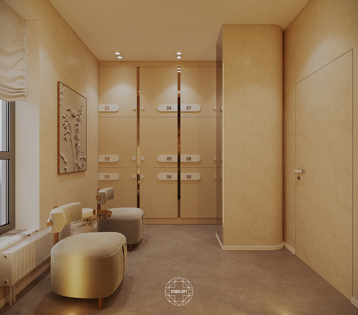 interior design  Interior 3ds max 3dvisualization Render rendering massage Lobby lobbydesign therapy